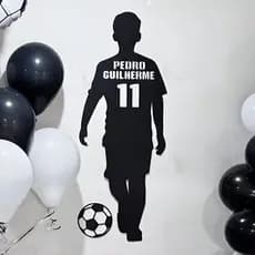 Quadro Jogador De Futebol Nome E N° Personalizado Jogador Decoração MDF Preto
