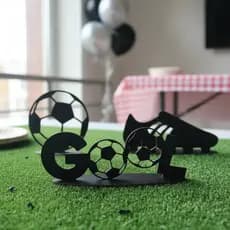 DISPLAY FUTEBOL MESA DECORAÇÃO BOLA GOOL CHUTEIRA MDF PRETO