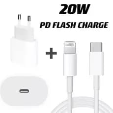 Kit Carregador Para iP Fonte + Cabo 20w PD Turbo Rapido Tipo C Lightning, Kit Carregador iPhone Fonte Turbo USB-c 20w + Cabo Lightning USB-C - Lacrado - Para IP - Tomada / Caixinha + Cabo