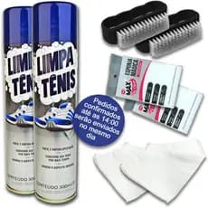 2 Limpa Tênis 2 Esponja Magica 2 Flanela 2 Escova multiuso Limpa Tenis Branco  Colorido Limpador Sec