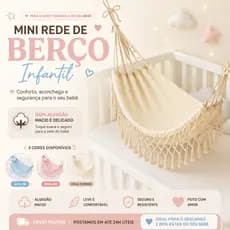 Rede De Berço Para Bebê 100% Algodão Antialérgica Macia Reforçada