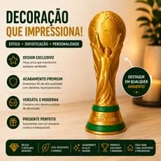 TAÇA COPA DO MUNDO - IMPRESSÃO 3D - DECORATIVO - TAÇA - TROFEU