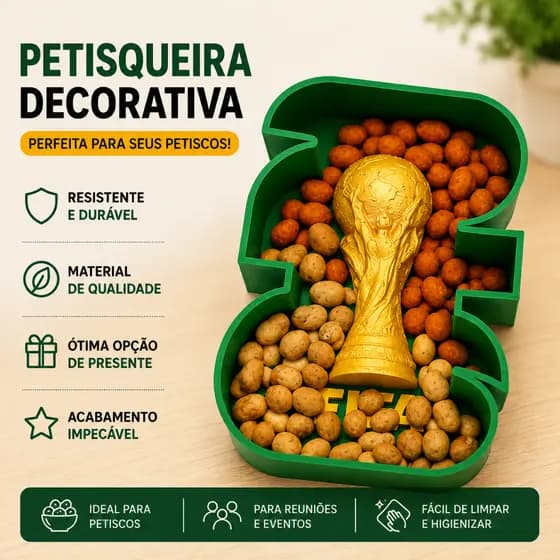 PETISQUEIRA TEMATICA ESPORTIVA - PETISQUEIRA VERDE E DOURADA - PETISQUEIRA DIVERTIDA