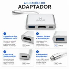 Hub USB C 3 Em 1 HDMI USB 3.0 USB C PD Para Notebook Macbook