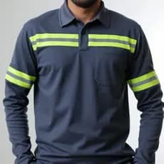 Camisa Brim 02 Botões Uniforme Profissional Faixa Refletiva Resistente Eletricista Operador de Obras