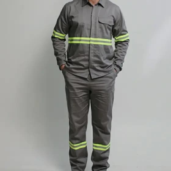 Conjunto Camisa Lapela Calça Brim Faixa Refletiva Resistente Técnico Indústria Eletricista Servente