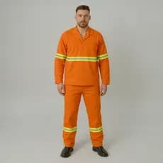 Conjunto Camisa e Calça Brim Manga Longa Refletivo Jaleco para Trabalho