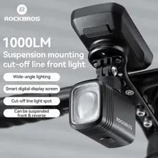 ROCKBROS Luz De Bicicleta 1000LM Lanterna De Farol De Elevação Liga De Alumínio IPX6 Destaque À Prova D'água Aviso Notur