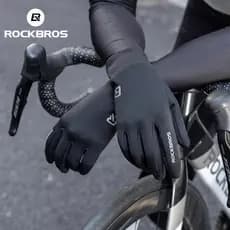 ROCKBROS Luvas De Ciclismo Dedo Cheio Das Mulheres Dos Homens Inverno Velo Quente Alta Elástica Antiderrapante Tela Sens