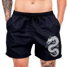 Short Bermuda Tactel Masculina Praia Academia Dragão Seca Rápido Streetwear Várias Cores