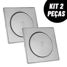 1/2 Ralo Inteligente 10x10/15x15Cm Click Inox Banheiro Lavabo Veda Cheiro
