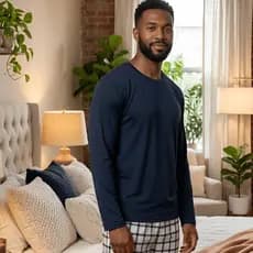 Pijama de Inverno Masculino Manga Longa Linha Noite