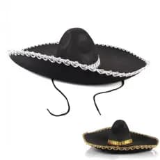 Chapéu Sombreiro Mexicano Feltro Preto Mariachi Infantil Adulto Unissex Chapeu Festa Cosplay Fantasia Carnaval Halloween