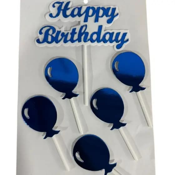 TOPO DE BOLO HAPPY BIRTHDAY - BALÕES METALIZADO