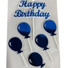 TOPO DE BOLO HAPPY BIRTHDAY - BALÕES METALIZADO