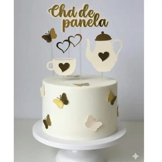 Topo de Bolo Chá de Panela  – Ideal para sua festa - Cores variadas