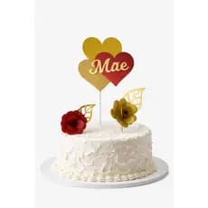 Topo de Bolo Dia das Mães – Mãe com Corações e Flores – Decoração para Bolo