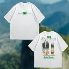 Camiseta Oversized Brasil 01 Streetwear 100% Algodão Fio 30.1 Gramatura 160 Estampa DTF Unissex