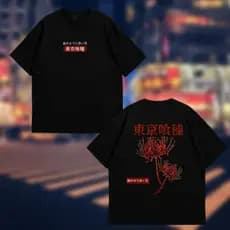 Camiseta Oversized Tokyo Anime Style Flor Streetwear 100% Algodão Estampa DTF Unissex Preta
