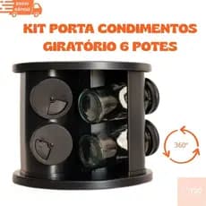 Porta Temperos Giratório 360° com 6 Potes de Vidro | Organizador de Condimentos para Cozinha