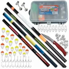 Kit Pesca 4 Varas Telescópica resistente Caixa Pesca Anzol Chumbada Boia Sino kit completo rios lagos pesqueiro tilápia