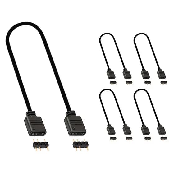 KIT 5 CABO EXTENSOR ARGB 3 PINOS 5V - 30CM FAN E FITA DE LED