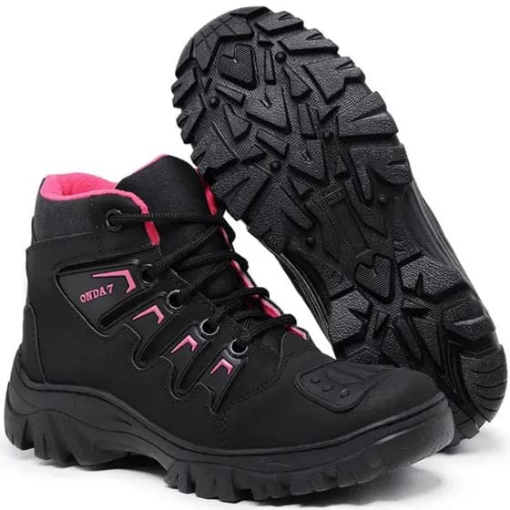 Bota Motoqueiro Feminina Coturno Motociclista Proteção Marcha Bico