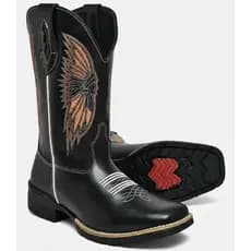 Bota Texana Bico Quadrado Country Em Couro Legitimo Rodeio Festa Peão Unissex