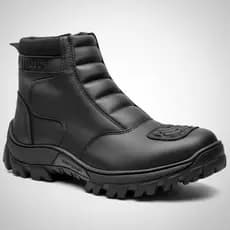 Bota Motociclista Zíper Lateral Calce Fácil Coturno Motoqueiro Conforto Premium Protetor de Marcha e Bico Reforçado