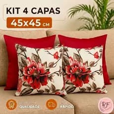 Kit 4 Capas de Almofadas 45x45 Gorgurinho e Oxford Decorativas Estampadas Com Zíper Sala Sofá capas decorativas e lindas