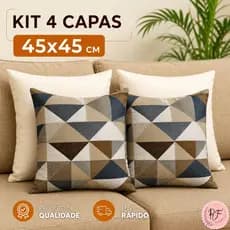 Kit 4 Capas de Almofadas 45x45 Gorgurinho e Oxford Decorativas para Sofá Sala Quarto