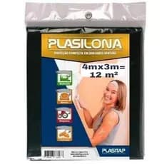 Lona Plástica Preta Construção/Embalagem/Forrar 4X3m