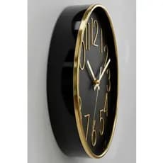 Relógio de Parede 30cm Preto com Dourado Moderno Luxo Silencioso Decorativo Sala Quarto