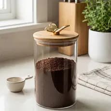 Pote de Vidro Hermético 650ml Tampa Bambu com Borboleta Dourada Organizador Cozinha Decorativo Elegante
