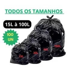 KIT SACOS DE LIXO COM 50 PACOTES DE 10 E 5 UNIDADES, PRONTOS PARA REVENDA