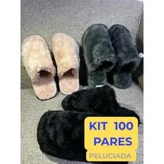 Kit com 100 pares de pantufas quentinhas, fofinhas peluciadas