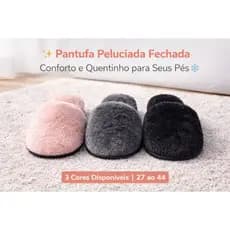 Pantufa de Inverno Quentinha Peluciada Fechada - Unissex - Antiderrapante