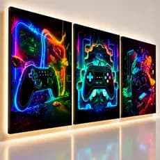 Quadro Decorativo Gamer Game Neon Controle Jogos Quarto Menino 122x60