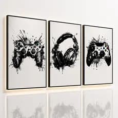 Quadro Decorativo Controle Videogame Gamer Fone Headset 122x60 Quarto