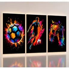 Quadro Decorativo Jogador Futebol Game Neon Controle Colorido Gamer Jogo Quarto