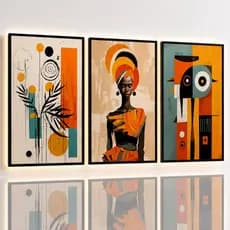 Quadro Decorativo Mulher Negra Africana Abstrato Paisagem Desenho Sala Hall