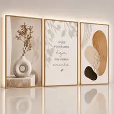 Quadro Decorativo Trio Boho O Que Plantamos Hoje Colhemos Amanhã Sala Quarto Minimalista