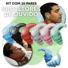 Kit 20 Protetores de Ouvido Proteção Auditiva Trabalho Concentração Sono Natação Revenda Atacado