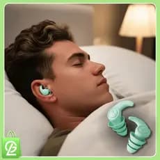 Protetor de Ouvido Tampão Auricular de Silicone Anti Ruído 3 Camadas para Sono Verde Kit Atacado