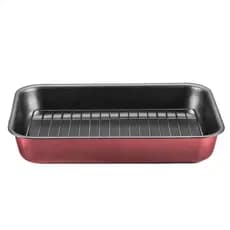 Assadeira Retangular Alta Com Grelha 4,6L Antiaderente 37x27x6cm N3 Cor Cereja Cozinha MTA - 8990