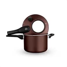 Panela De Pressão Com Visor 4,5 Litros Antiaderente Marrom Chocolate 7 Camadas Resistente Ao Calor MTA - 6603