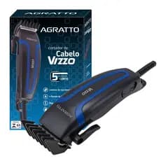 Maquina De Cortar Cabelo Agratto Vizzo 220v Silenciosa Com Pentes E Tesoura Kit Original
