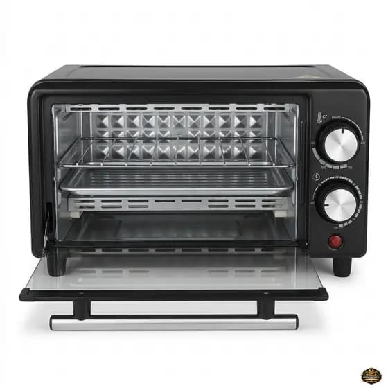 Forno Elétrico Pequeno 9 Litros Com Porta De Vidro Timer Assadeira Grelha Preto 800W Cozinha
