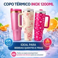 Copo Térmico Inox 1200ml com Tampa, Canudo e Alça – Mantém Quente e Frio por Horas