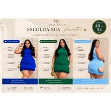Vestido Tubinho Plus Size Malha Rugão (Canelado) Babado Duplo 44 a 54 Elegante Casual